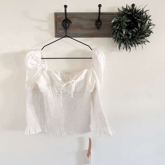 Reformation Tops - NWT Reformation White Haven Smocked Blouse M